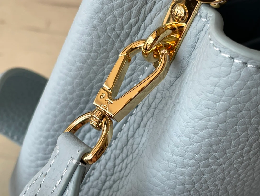 m21166-LV-Taurilon Leather-Capucines Сумка-Змеиный Синий-Мини