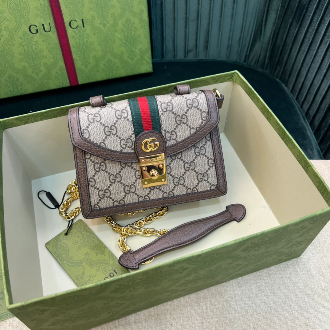 Мини-сумочка Gucci Ophidia/сумка через плечо - 17,5x13x6 см - отделка Monogram Coffee
