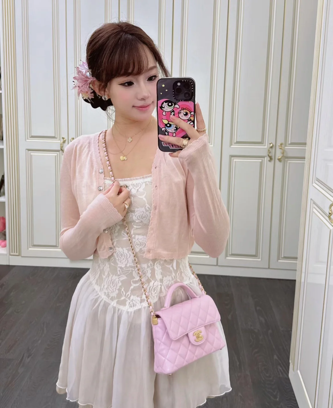 Сумка с ручкой и клапаном, маленькая, розовая, 25 пенсов