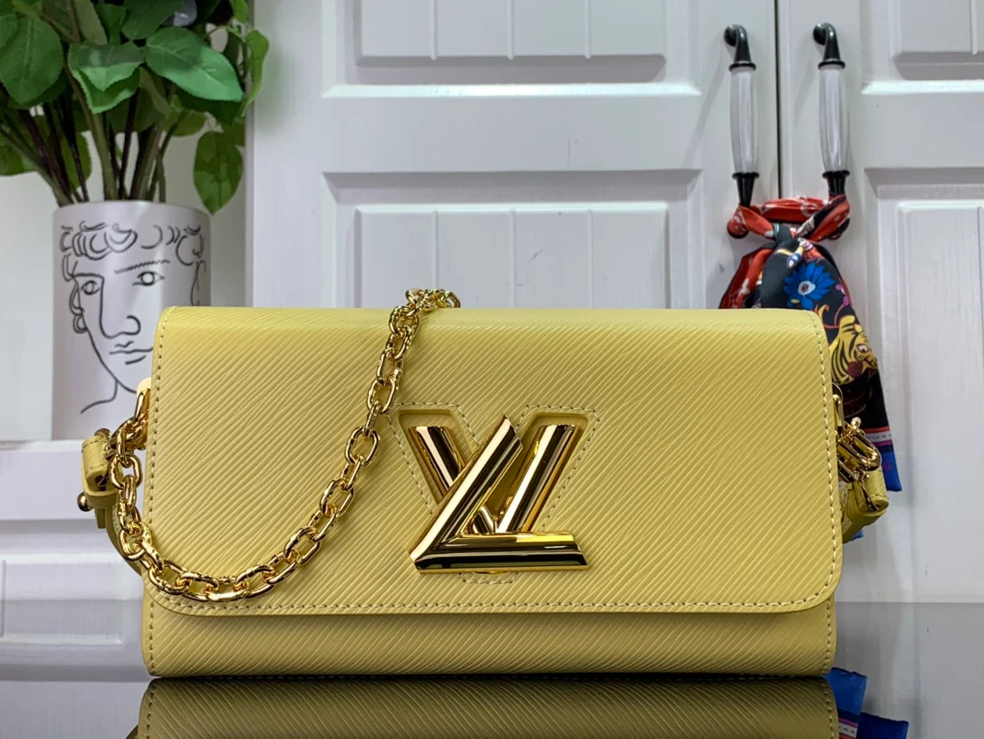 Сумка LV Twist West с узором ?водная рябь? — желтая.