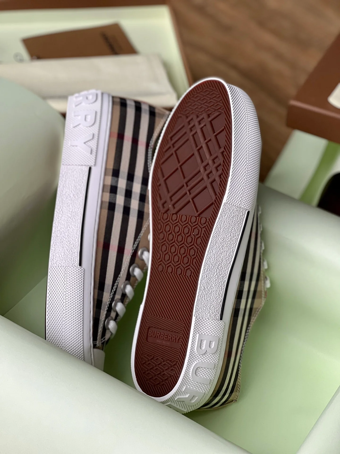 Burberry - Повседневные кроссовки - Парный стиль - Полосатая клетка