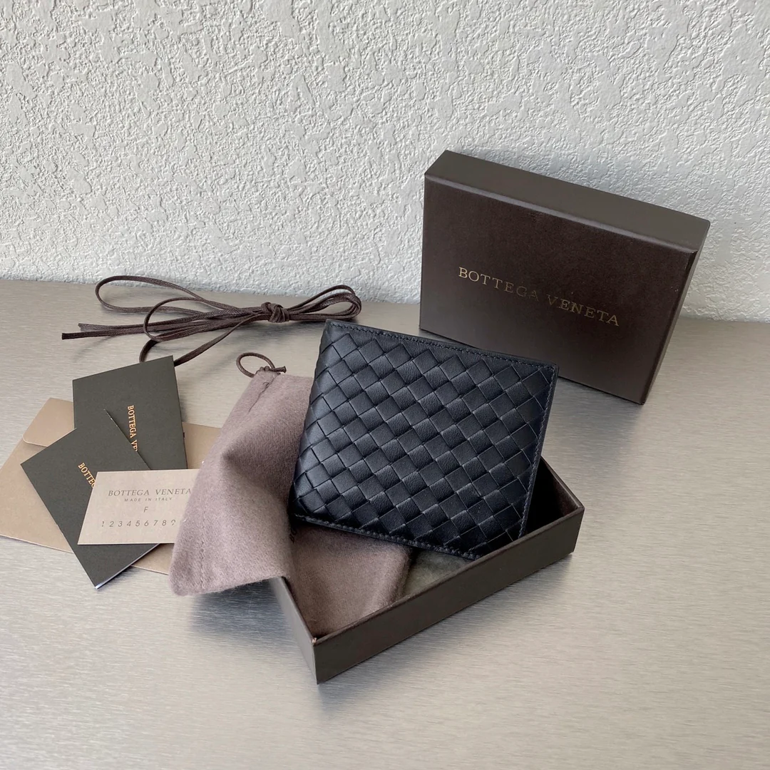 BV-大编织格子 短夹 羊皮 12×12cm