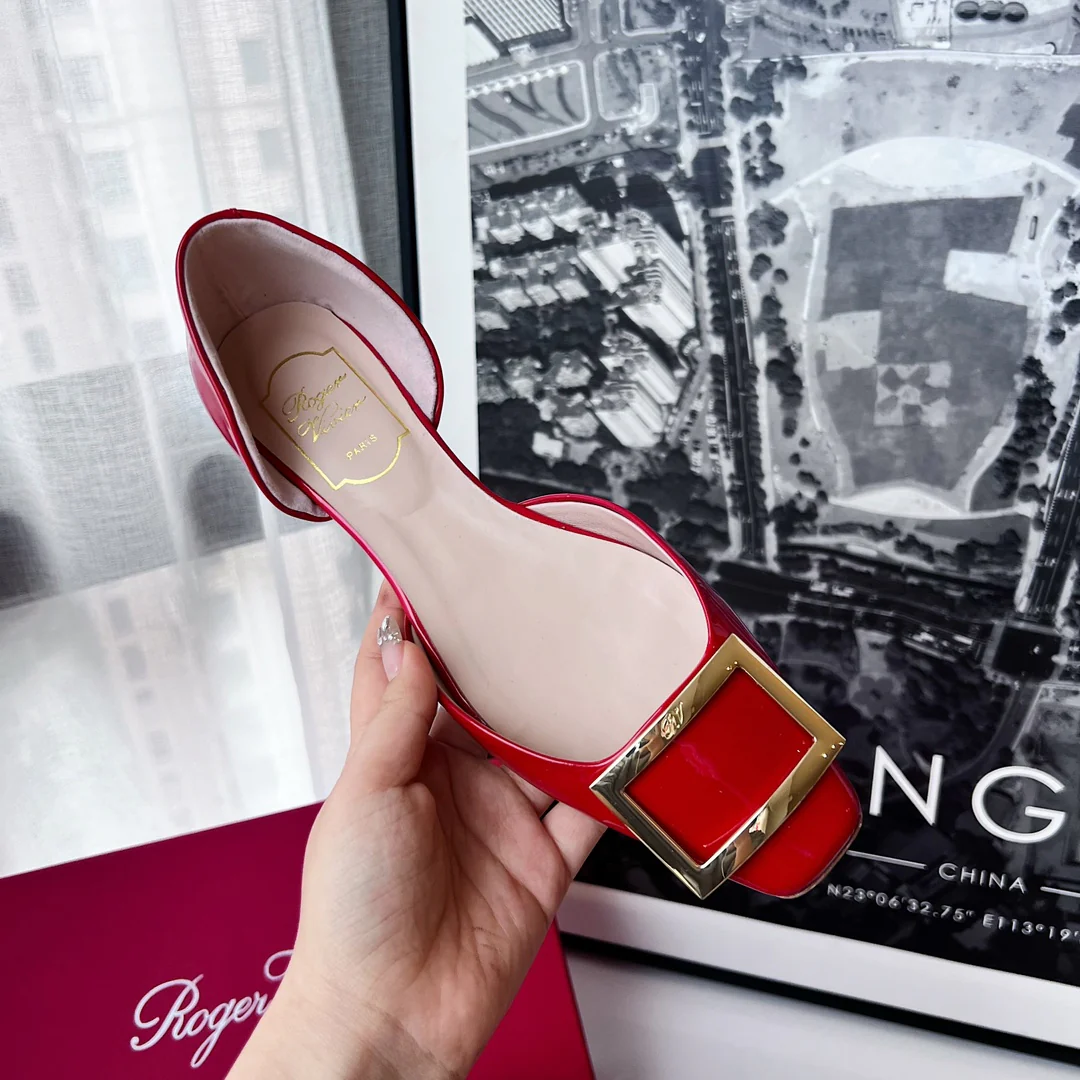 Обувь для автодомов - полые плоские туфли - красные