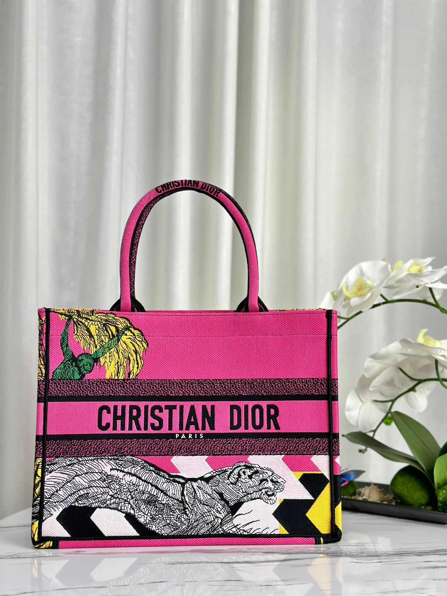 Сумка-тоут Dior Book Tote - Розовый тигр - Средний размер