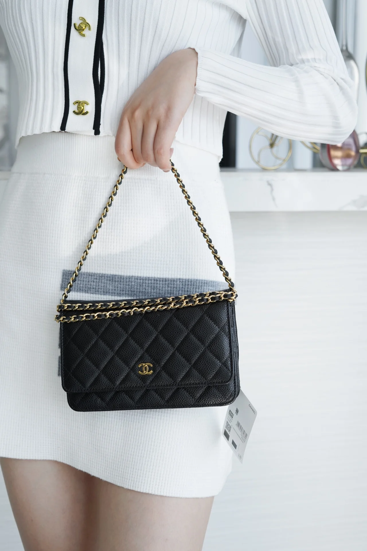 Chanel Classic WOC - Текстура ?кожура личи? - Золотая пряжка - Серебряная пряжка - Сумка на цепочке