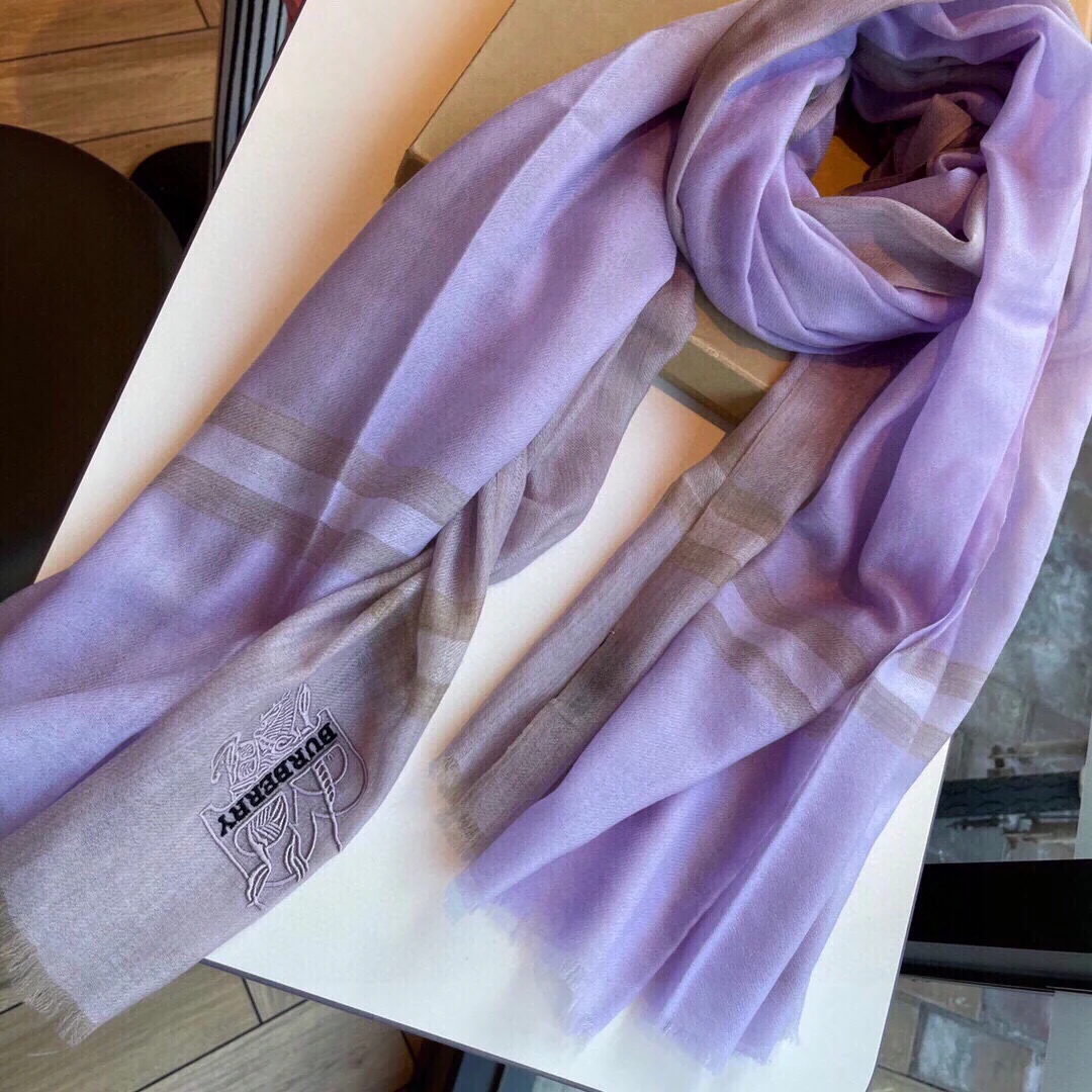 Классический клетчатый шарф Burberry - 100 см - 200 см - 100 см - Кашемир - Фиолетовый