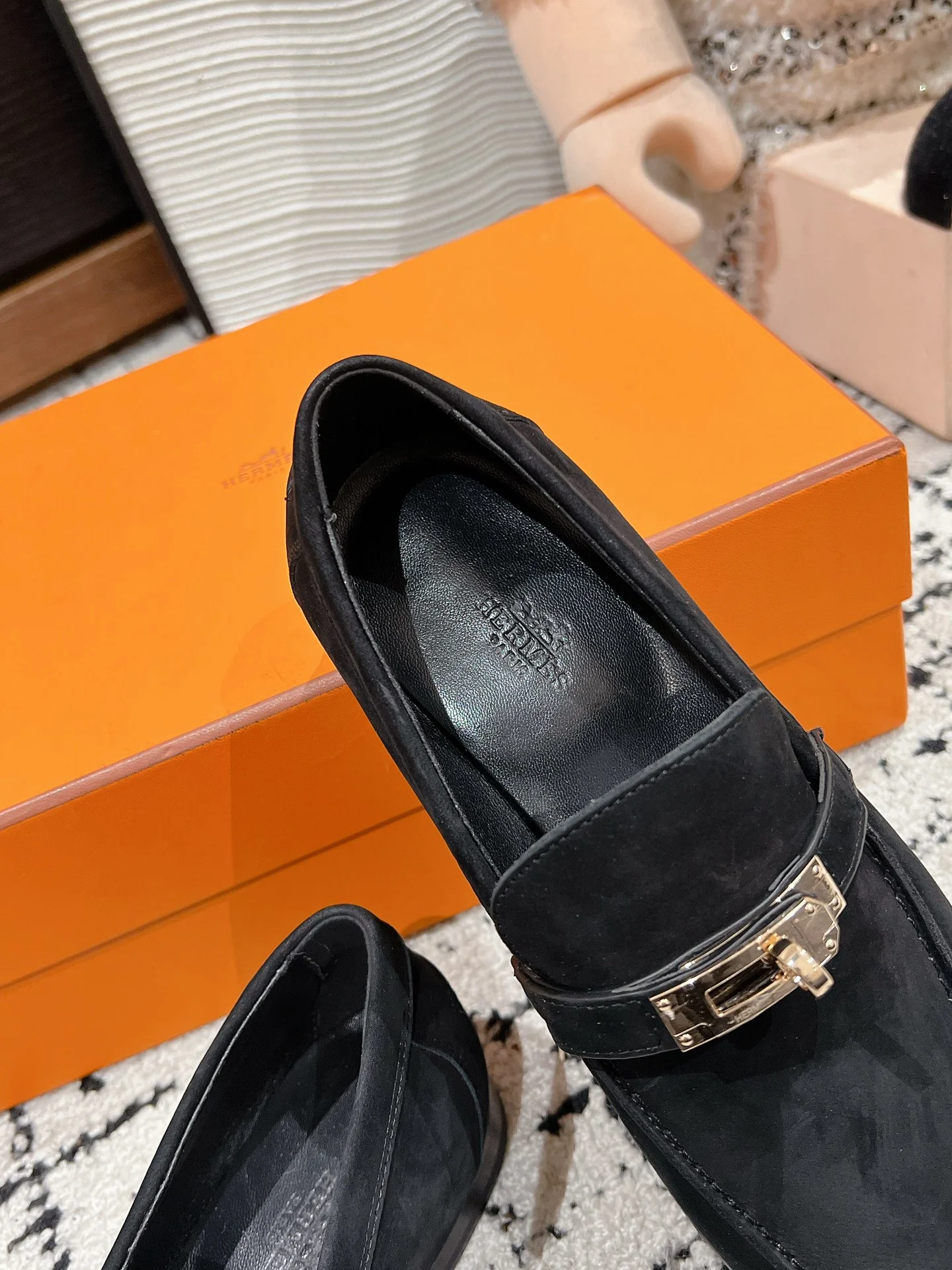 Лоферы Hermes Kelly Buckle 2024 — черные