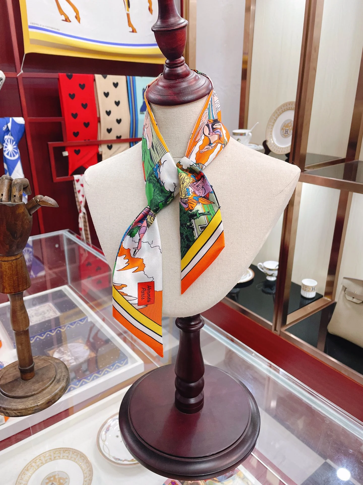 Шарф Hermes Twilly 5-86 см, 100% шелковый твил, двусторонний, 1 шт.