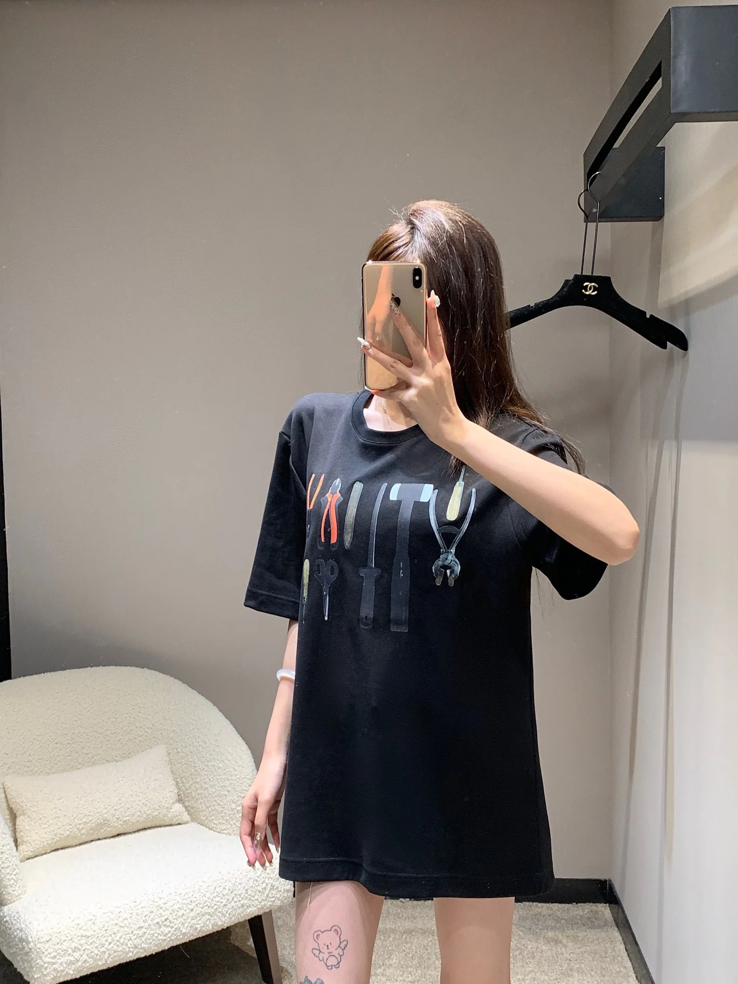 Футболка Fendi 2403-24ss весна/лето с принтом Tool, круглым вырезом и коротким рукавом - синяя