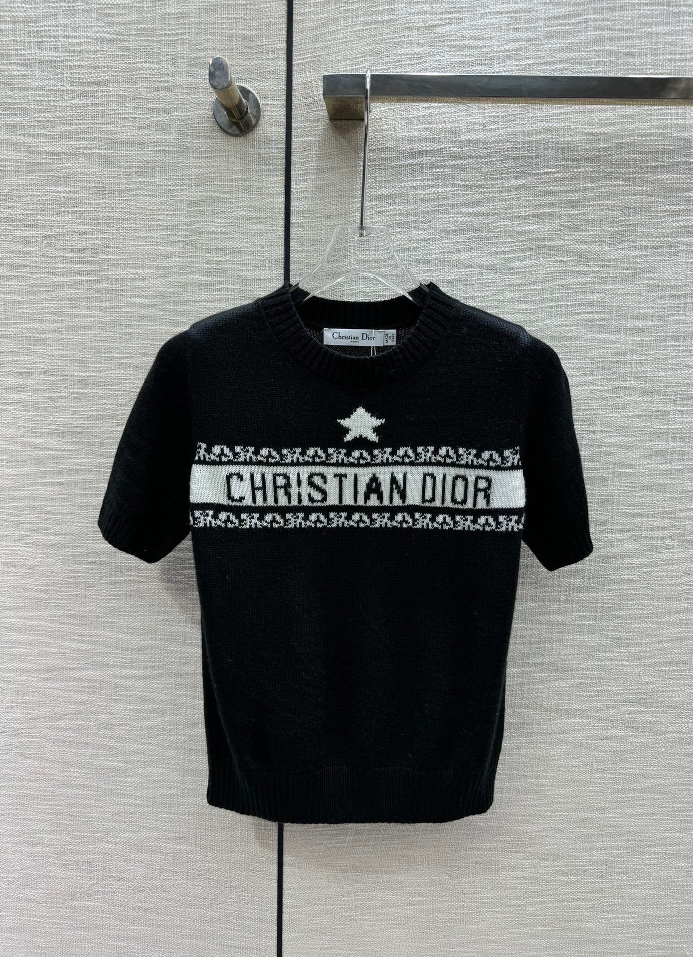 Dior 2403-24 Новинка ранней весны, рукава жаккардовые, короткие, черный