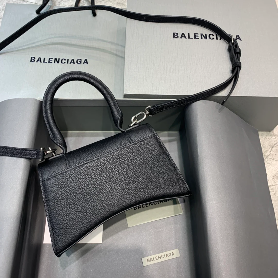 Сумка Balenciaga Hourglass, размер XS, черный цвет с узором 