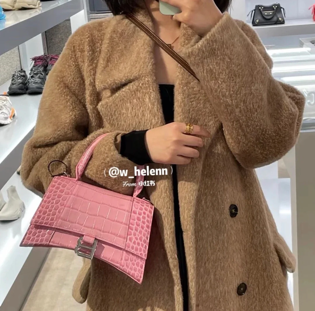 Сумка Balenciaga Hourglass — персиково-розовый с крокодиловым принтом