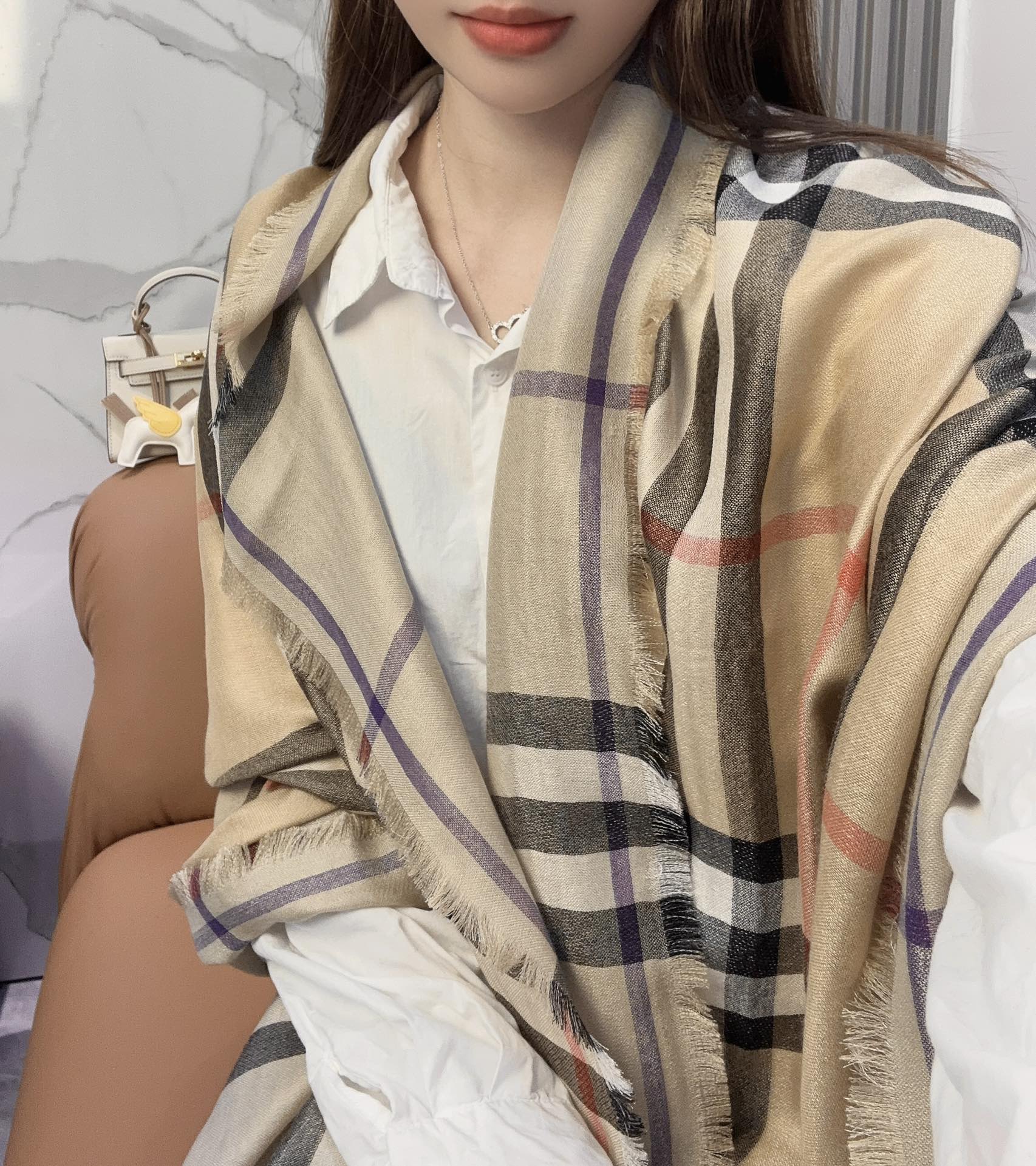 Шарф Burberry в винтажную клетку 2024 года - 220-70