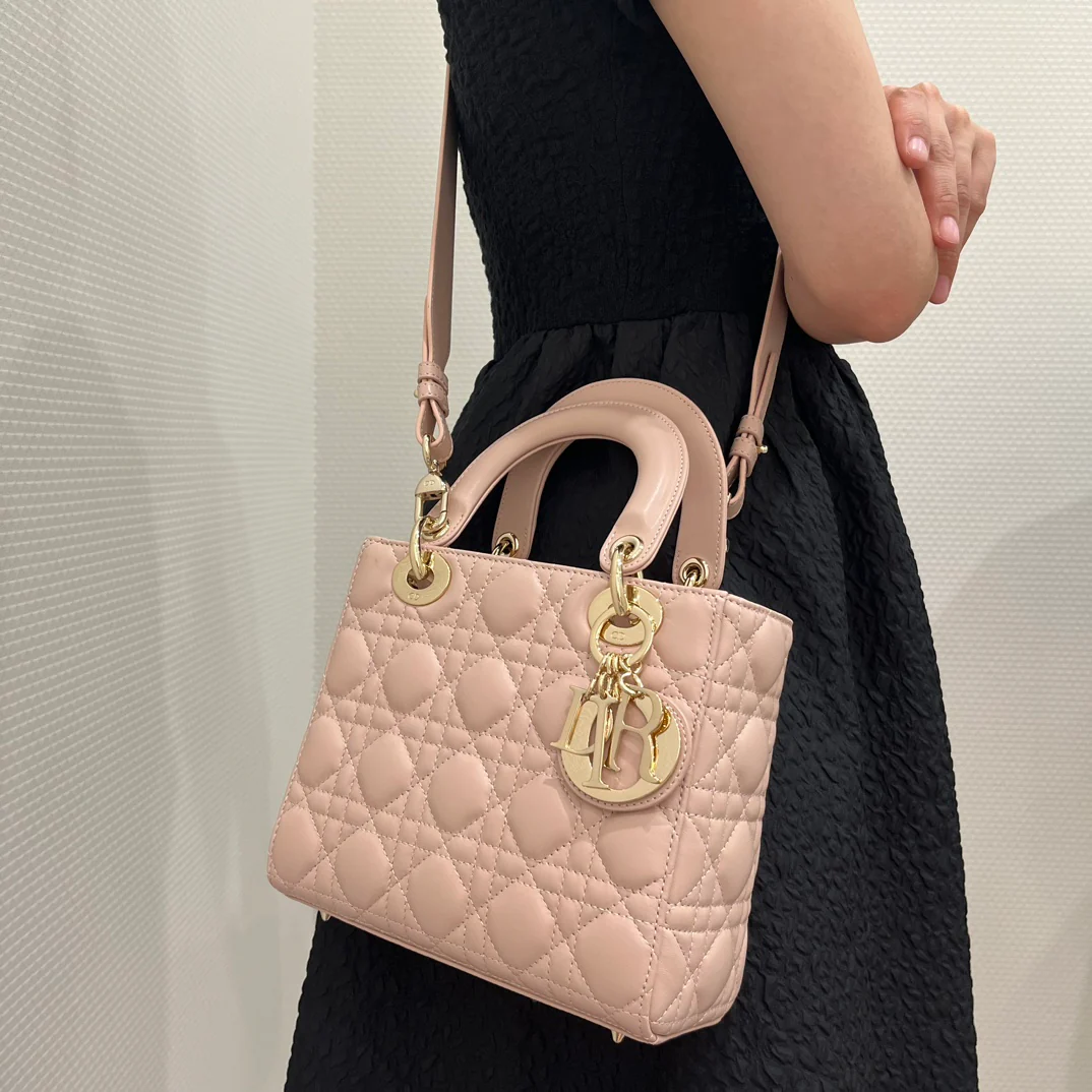 Dior Lady (коллекция ?Четыре панели?) - Розовые с золотой пряжкой - Маленький размер