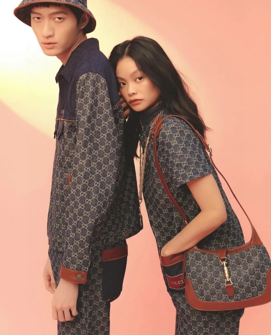 Gucci-经典 Jackie 牛仔丹宁帆布手袋-腋下包