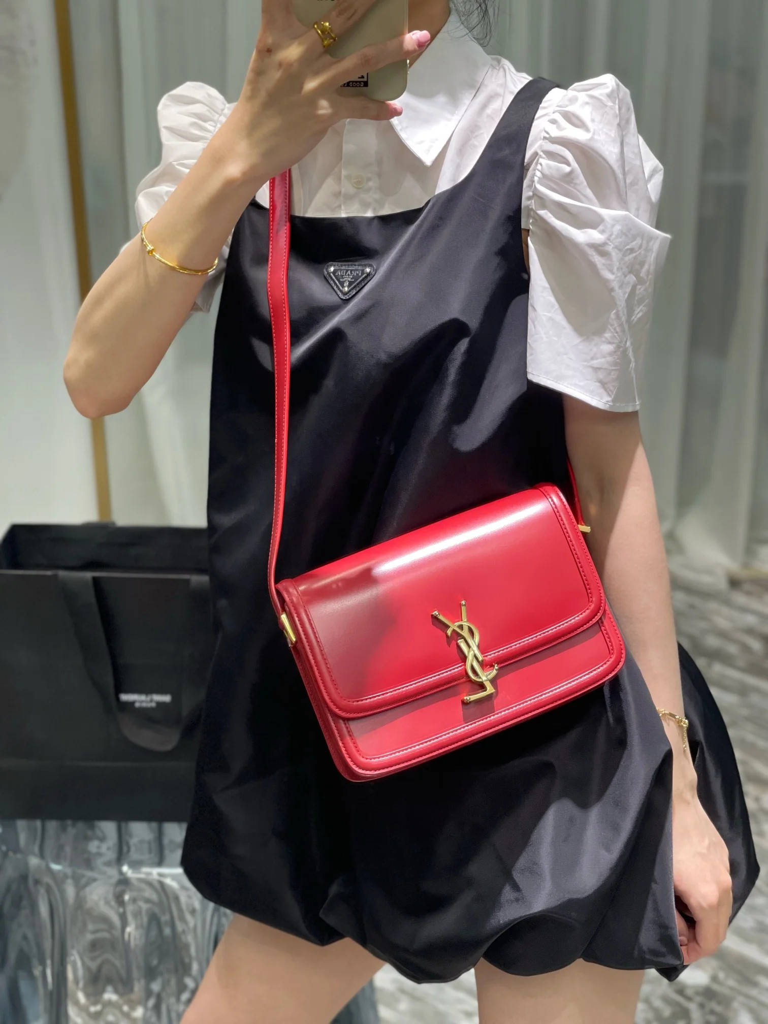 Сумка через плечо YSL rue de solferino - красная