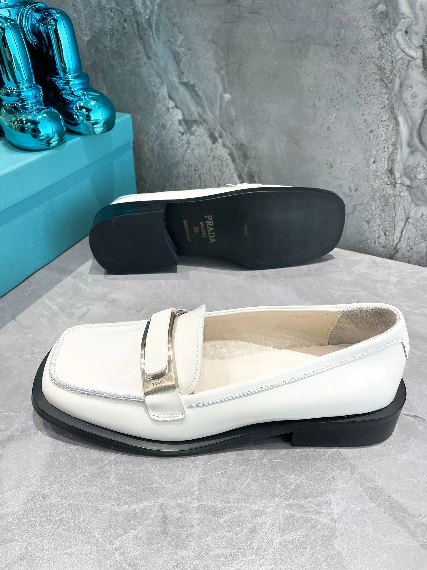 Туфли Prada - Prada - кожаные туфли с квадратным носком - белые