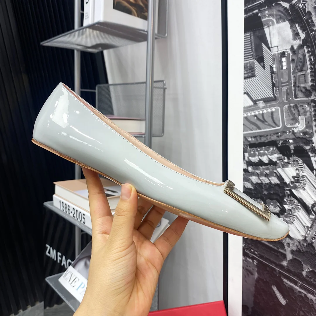 Ботинки RV с плоской подошвой и квадратным носком - светло-голубые