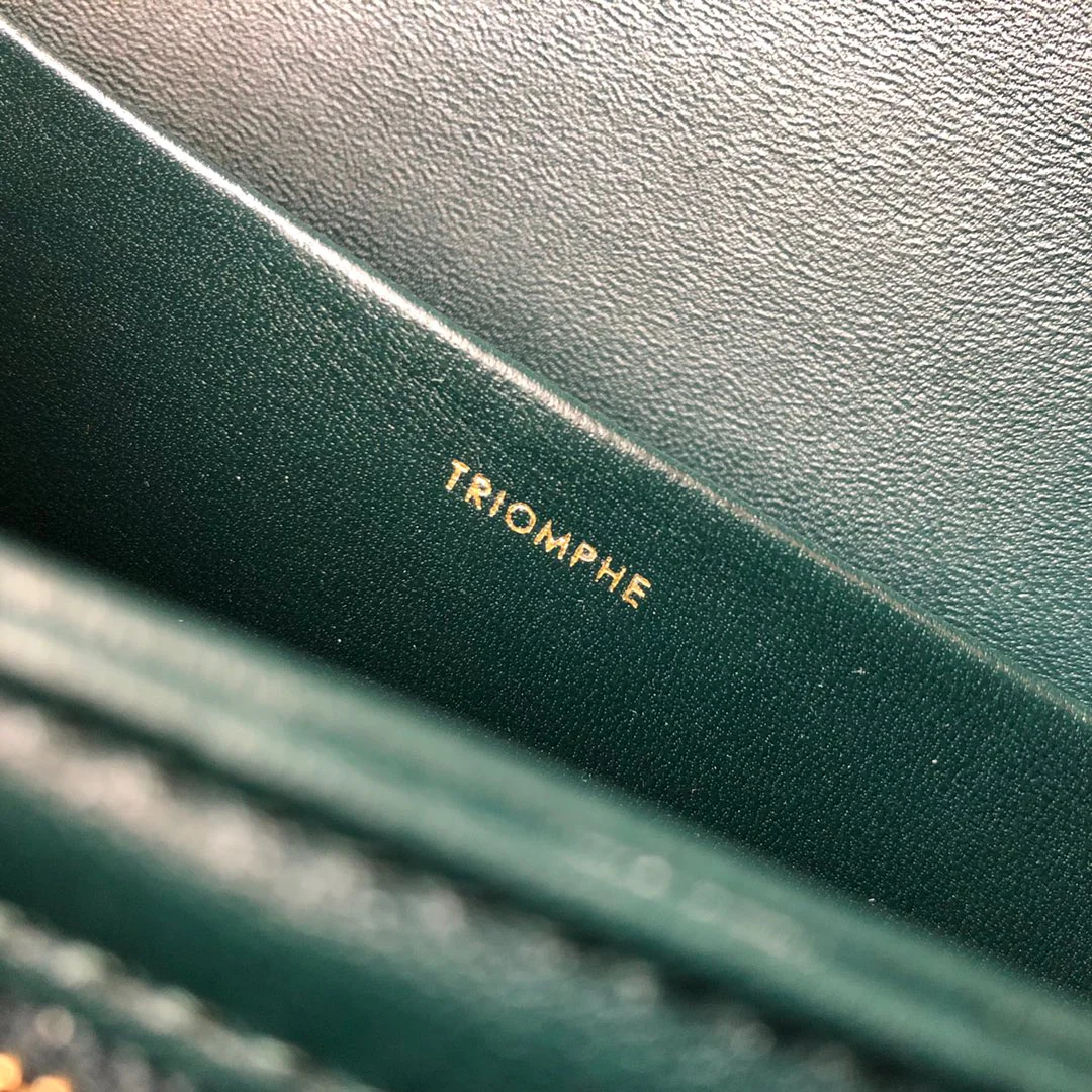 Celine Triomphe Medium Calfkin Dark Green