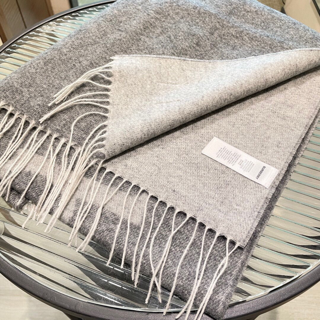 Шарф Burberry Premium из кашемира с вышивкой, 42 см (180 см) - серый