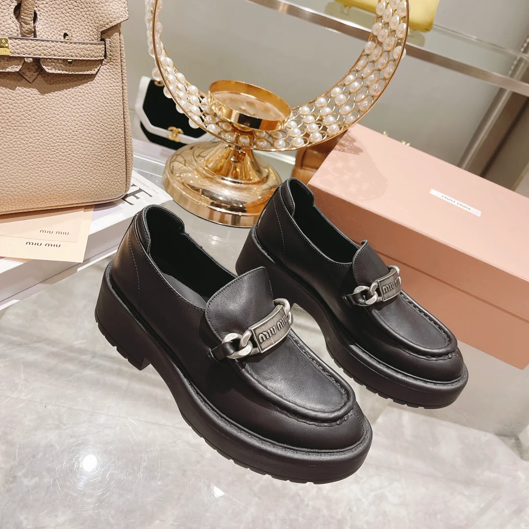 Miu Miu - Новинка сезона осень/зима 2022 - Кожаные лоферы на платформе в стиле ретро