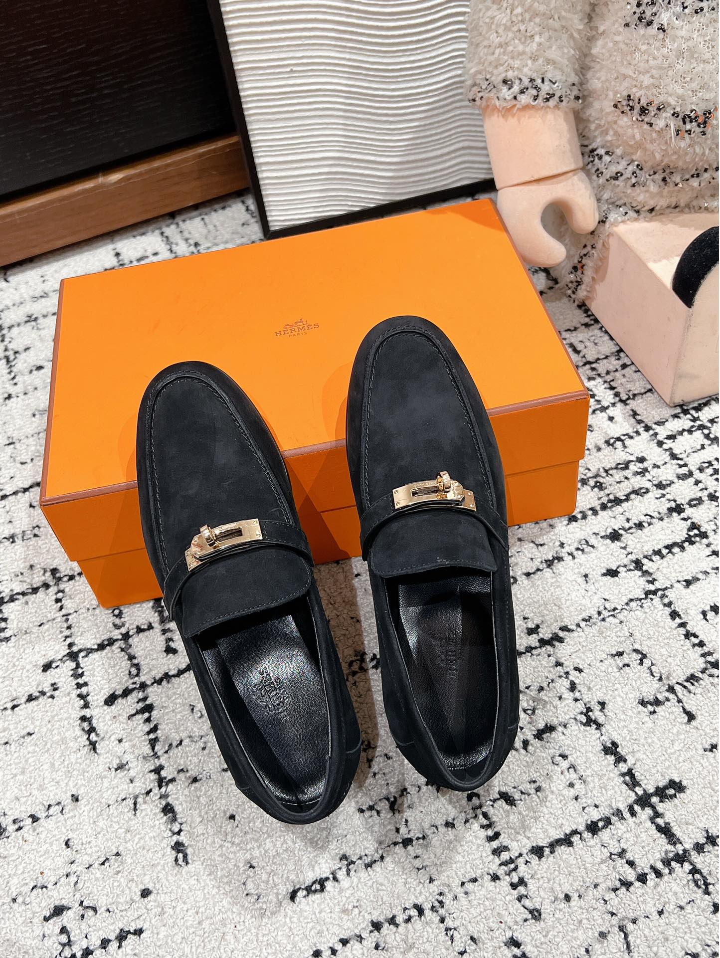 Лоферы Hermes Kelly Buckle 2024 — черные