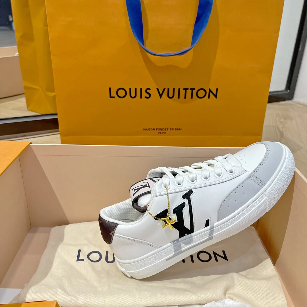 Обувь LV - кроссовки/повседневная обувь LV Trainer - серо-белый вариант