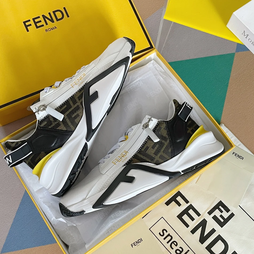 Fendi - Повседневные кроссовки - Белые и желтые - 1