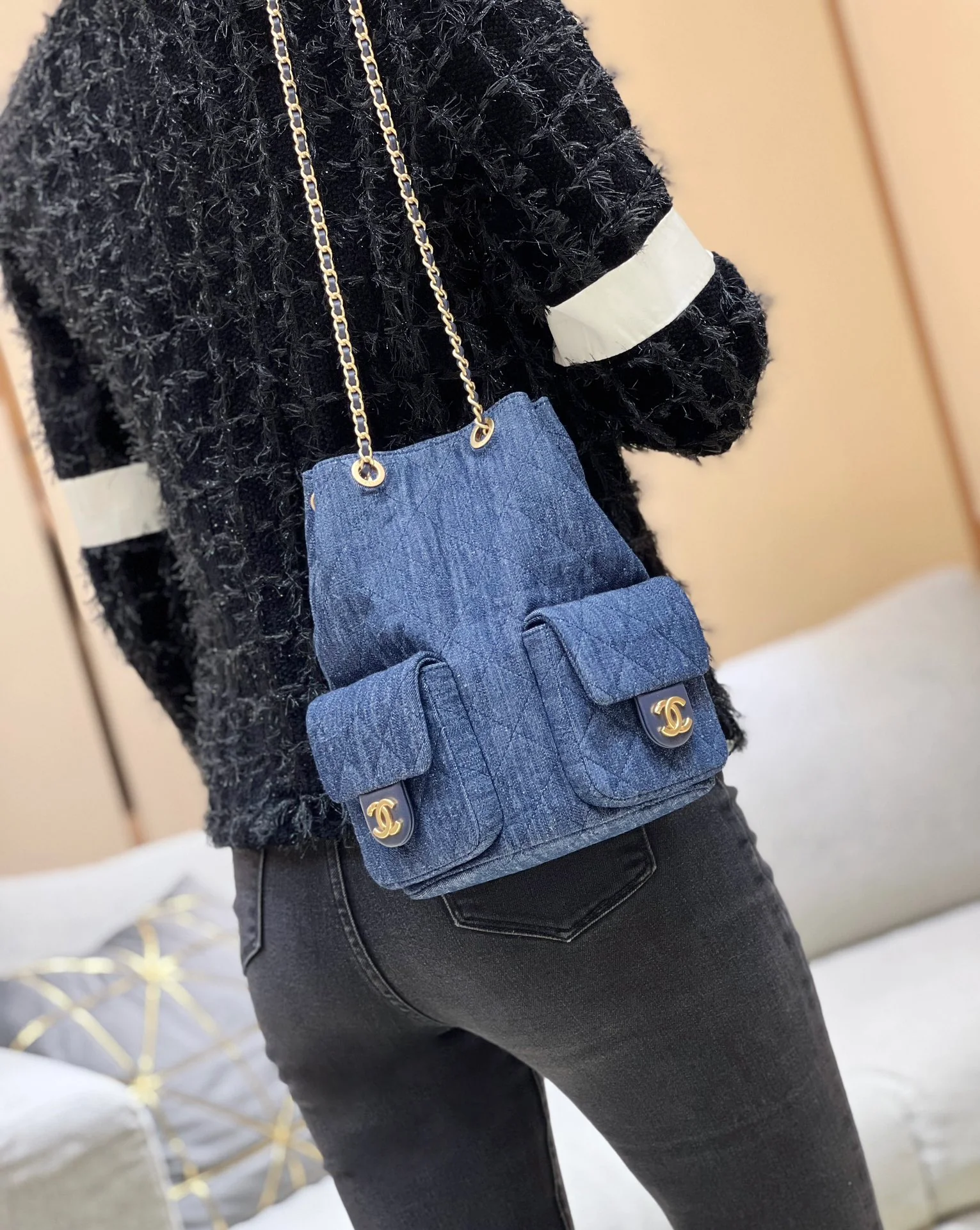 Chanel - Рюкзак с двумя карманами - Темно-синий