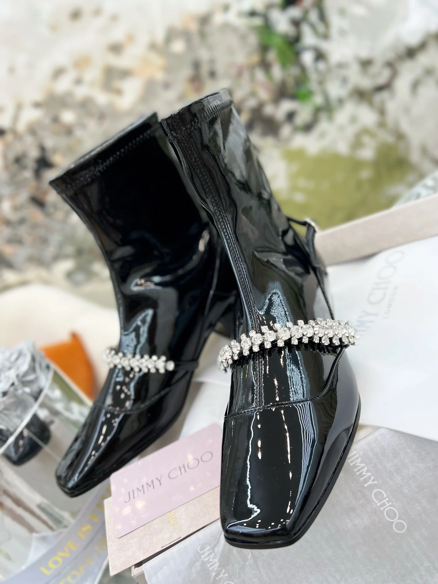Jimmy - Новинка сезона весна/лето 2022 - Ботильоны на резинке со стразами - 3