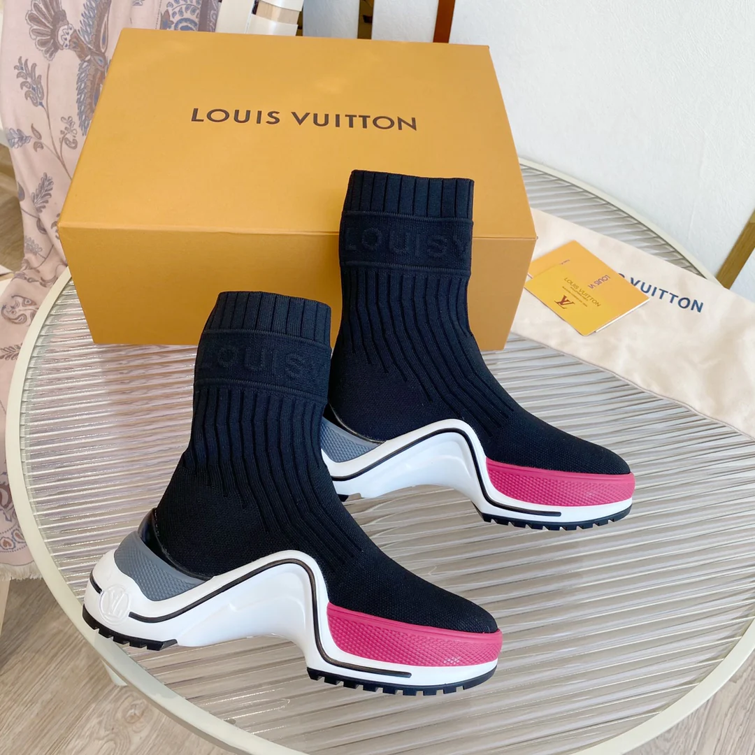 Ботинки LV в классическом подиумном стиле - 