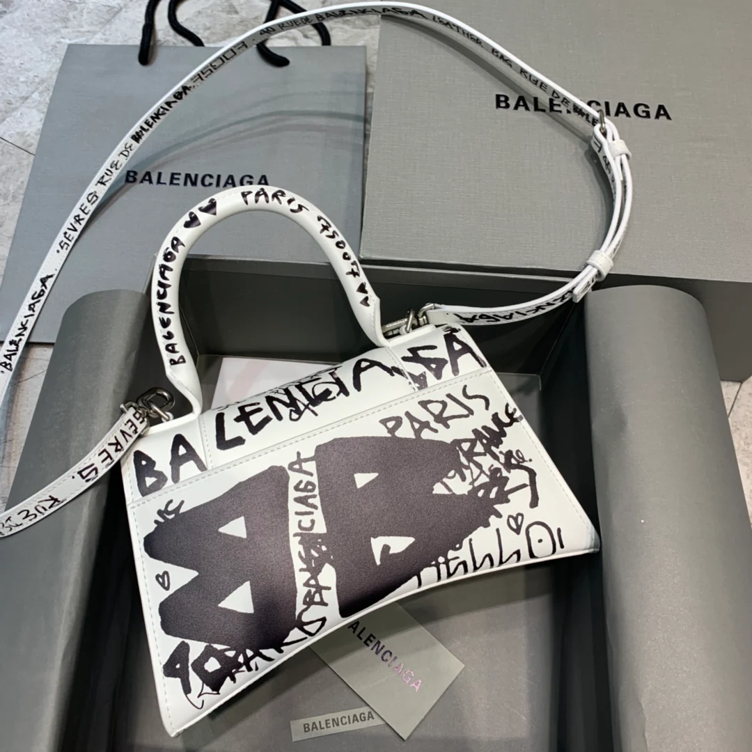 Сумка Balenciaga Hourglass - White Plain Graffiti