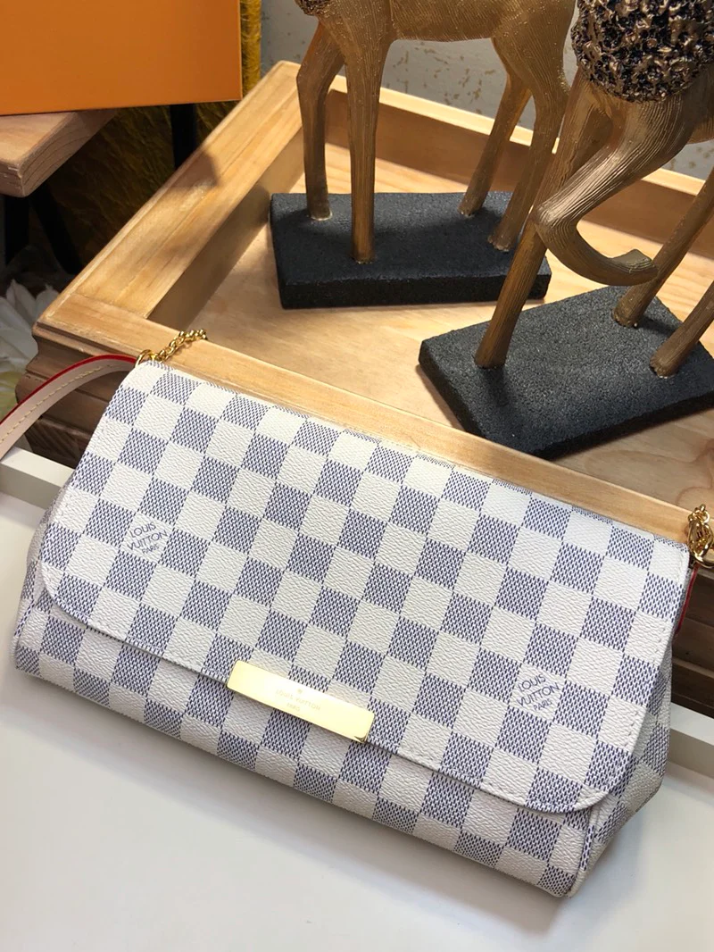 n41275-LV-любимая-сумочка-среднего-белого клетчатого узора