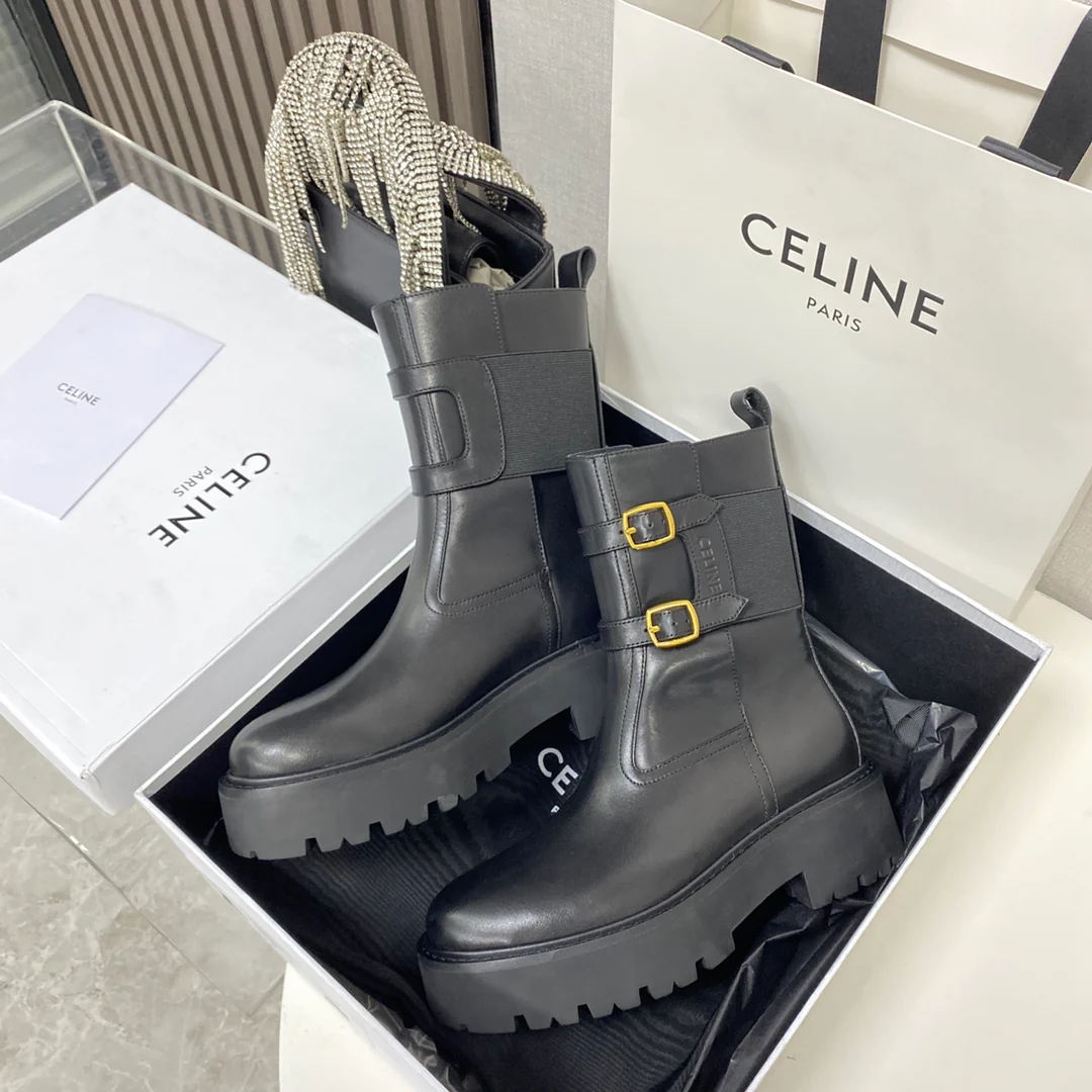 Ботинки Celine Martin на платформе с закругленным носком и завышенной высотой каблука