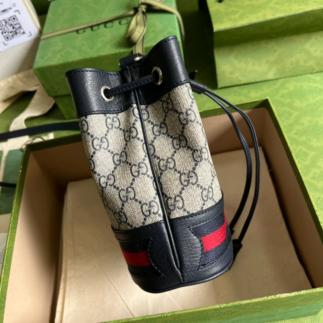 Мини-сумочка-ведро Gucci Ophidia - 15x18x9,5 см - синяя