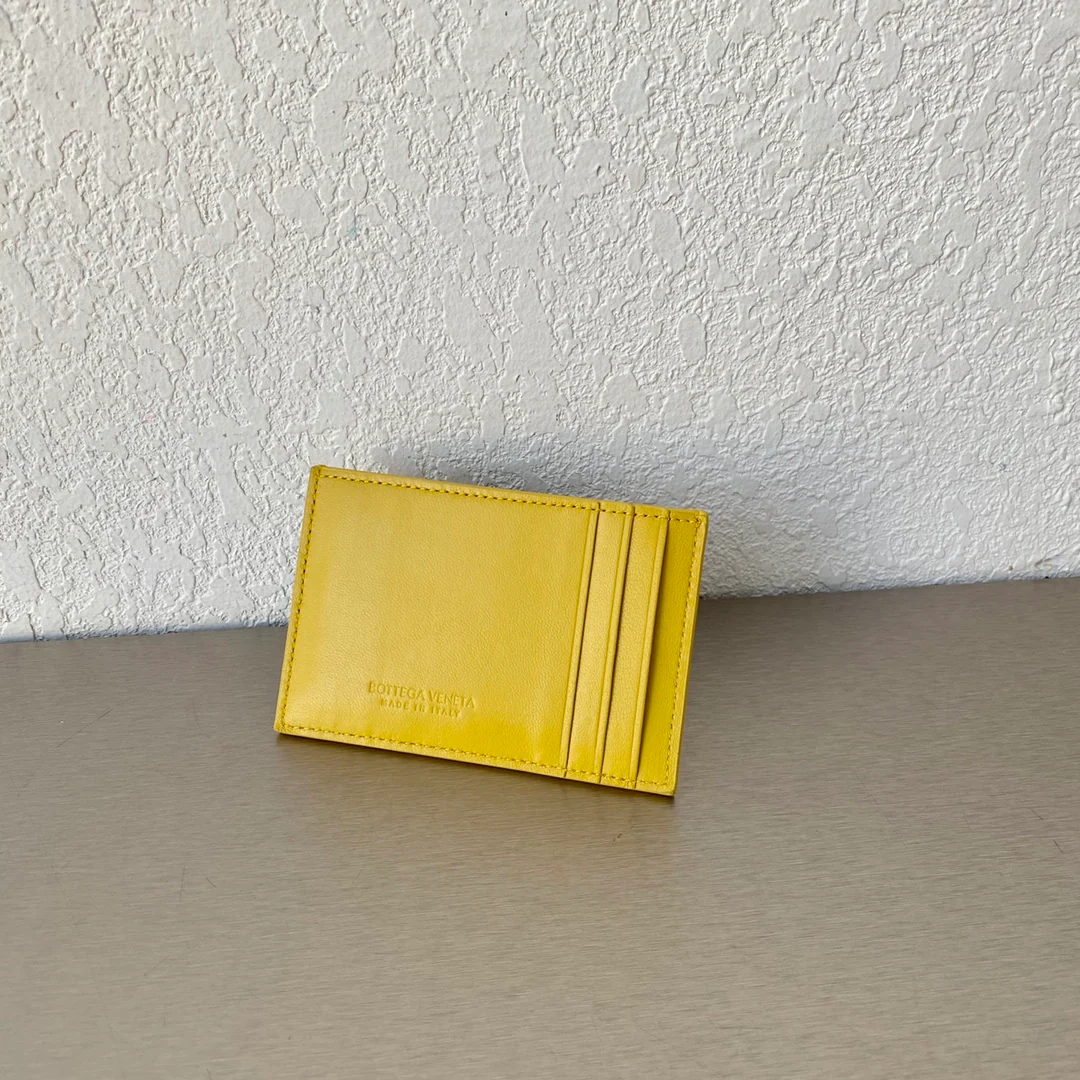 BV-小格子 卡包 小羊皮 11.5x7.5cm 土黄色