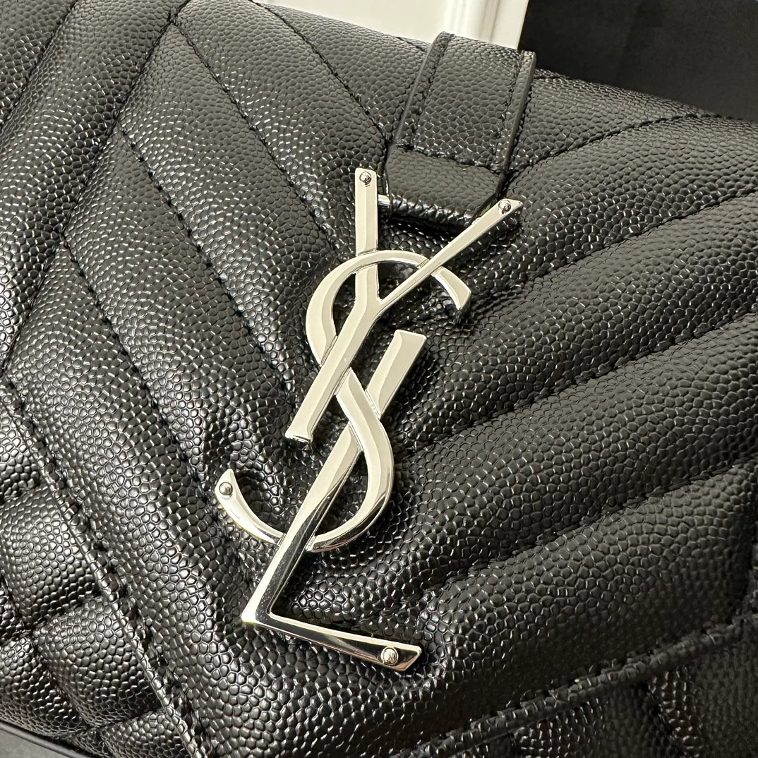 Конверт YSL, маленький, черный и серебристый