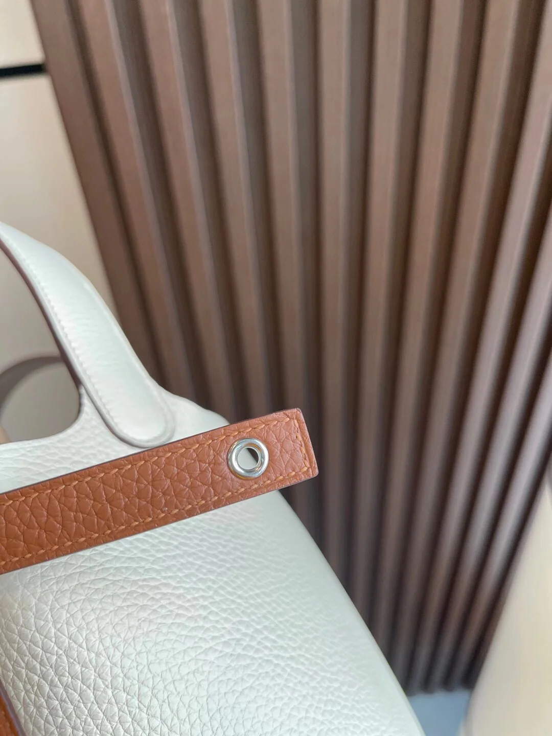 Hermes Picotin 18 - Золотисто-коричневый с отделкой Nata и слоново-серым - Серебряная пряжка