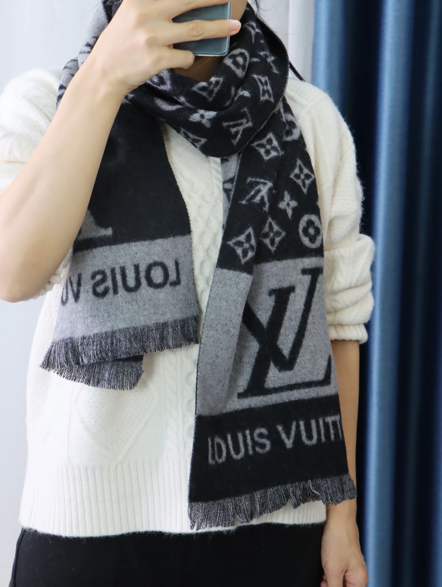 Классический мужской кашемировый шарф LV - 30 см - 180 см