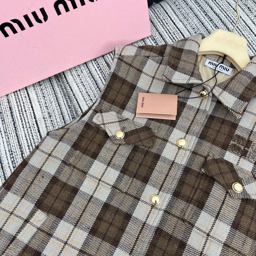 Miu Miu - 2404 - Новый клетчатый жилет с воротником