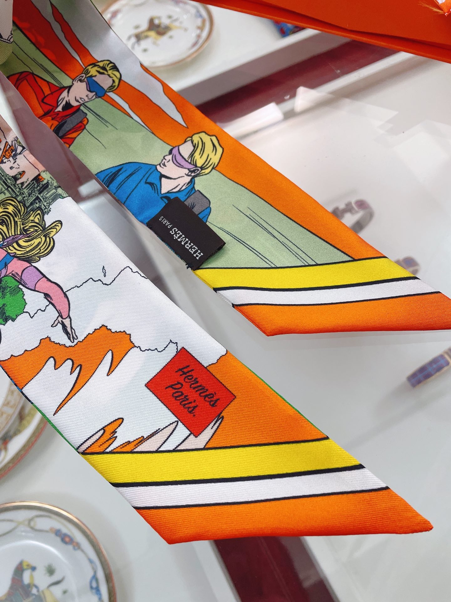 Шарф Hermes Twilly 5-86 см, 100% шелковый твил, двусторонний, 1 шт.