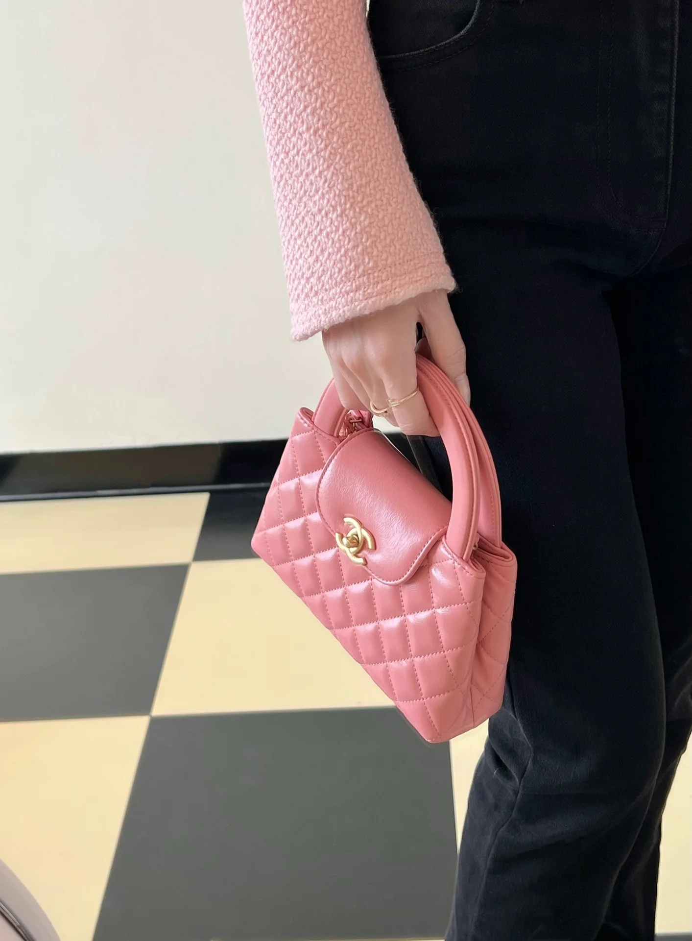 Сумочка Chanel Kelly Chain, большая, кораллово-розовая