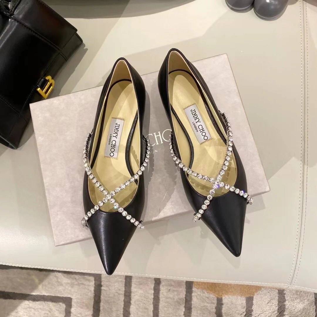 Туфли-балетки Jimmy Cross с цепочкой и стразами - черные