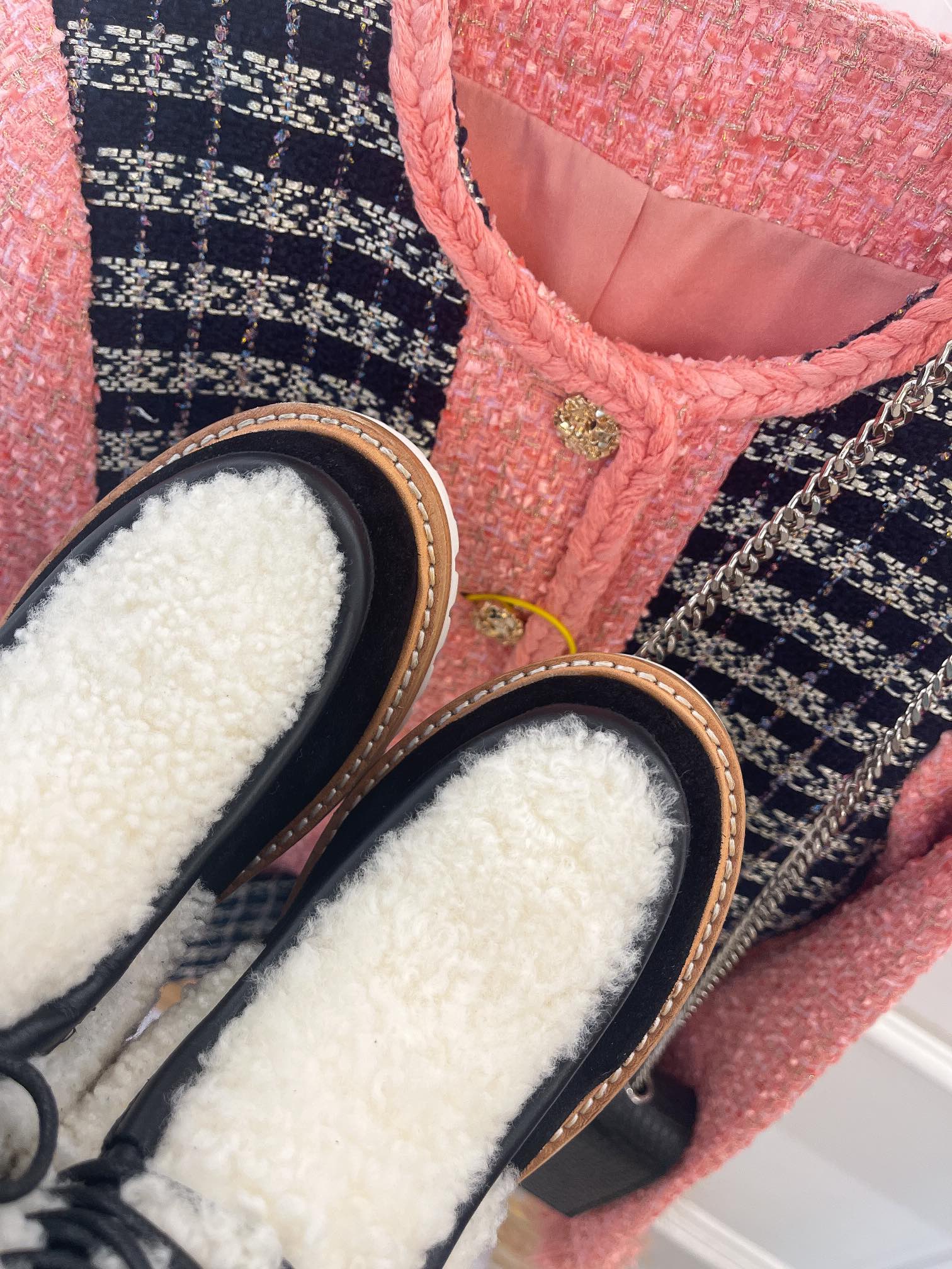 Celine - Сапоги для верховой езды из овчины - Унисекс - Черные