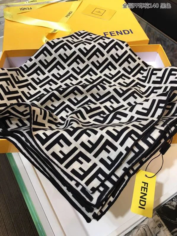 Fendi - Шарф с принтом FF во всю ширину - 140 - Кашемировый шелковый шарф
