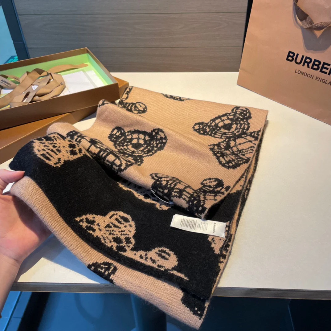 Вязаный кашемировый шарф Burberry - 30 см - 180 см - 100 см - Кашемир