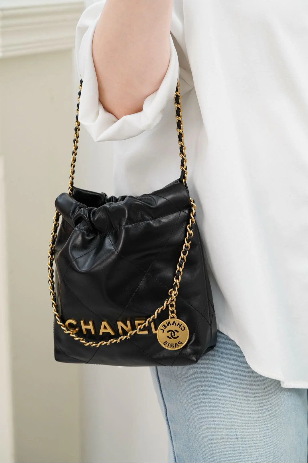 Мини-сумочка 23s-22 - Натуральная кожа - Черно-золотая