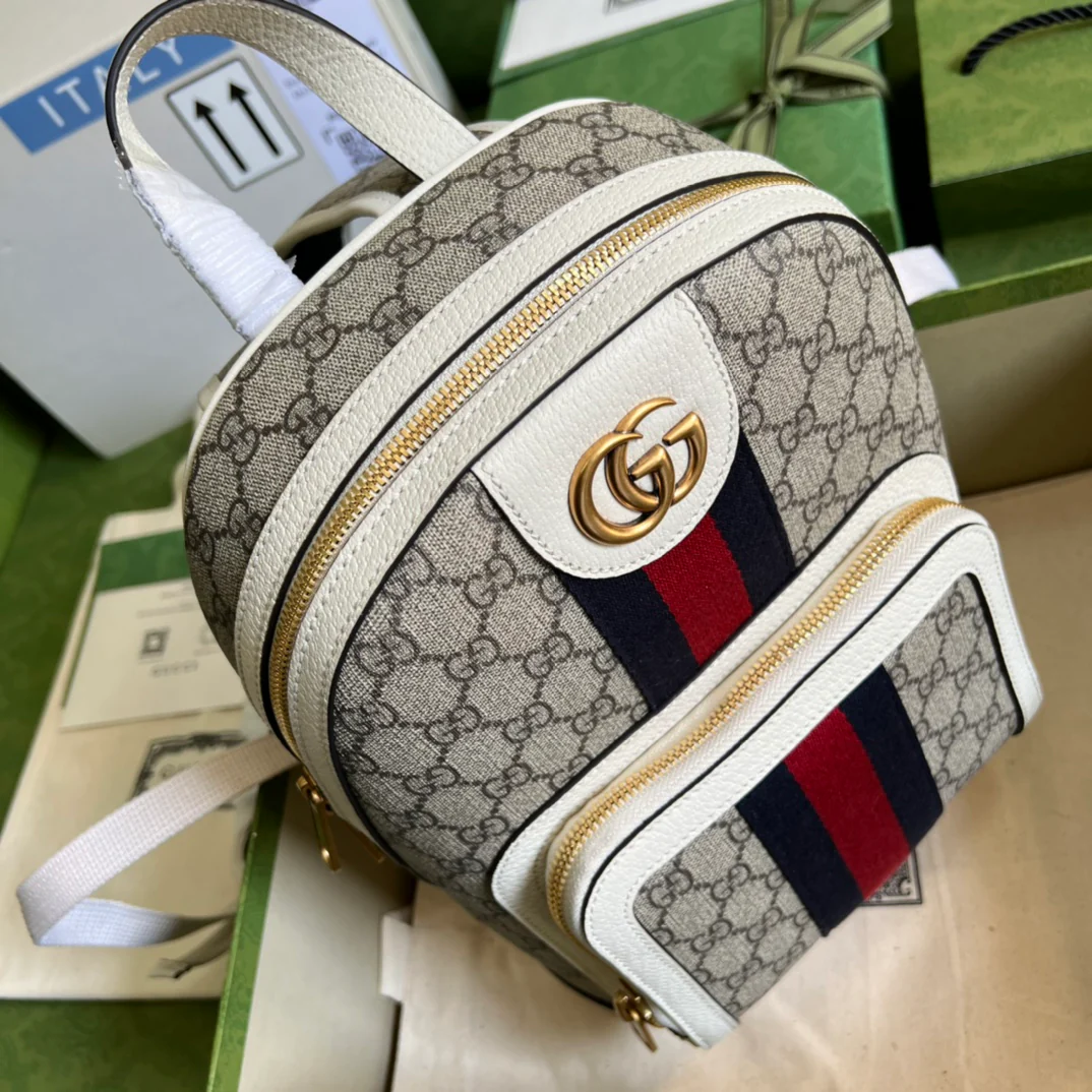 Рюкзак Gucci Ophidia Monogram из белой кожи - 23x29x14 см - Белый
