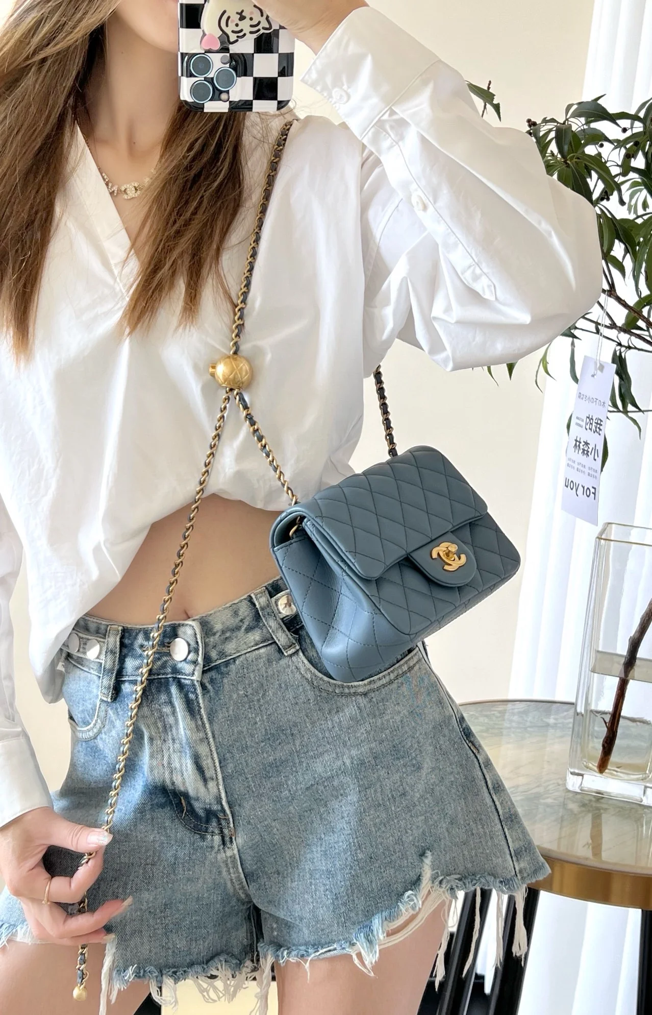 Chanel - CF Golden Ball Square Fat Man - Denim Blue