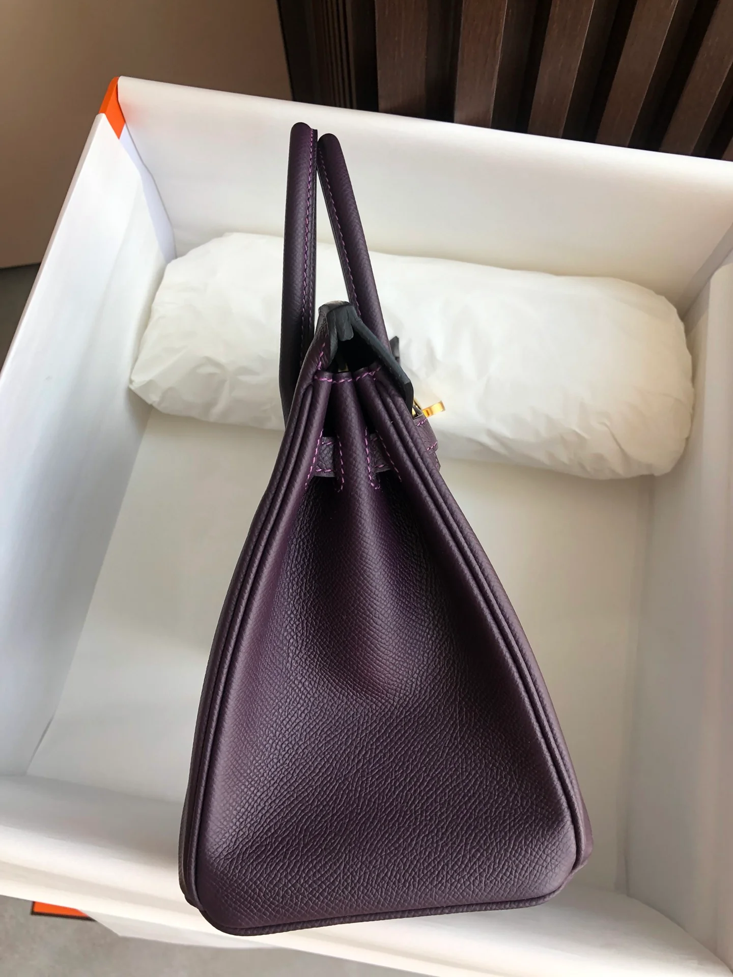 Пряжка Hermes Kelly 25 Epsom Grape Purple Gold